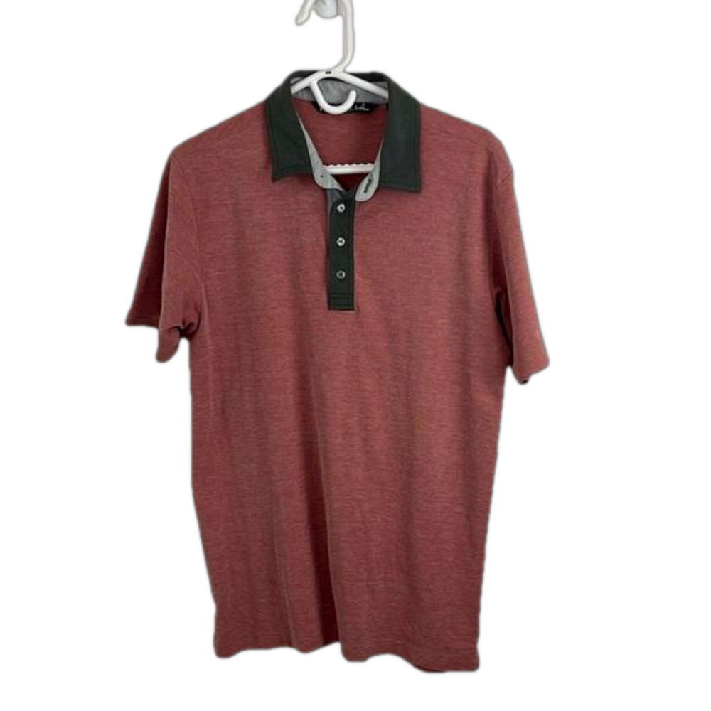 -Travis Mathew Quick-Dry Red and Grey Golf Shirt